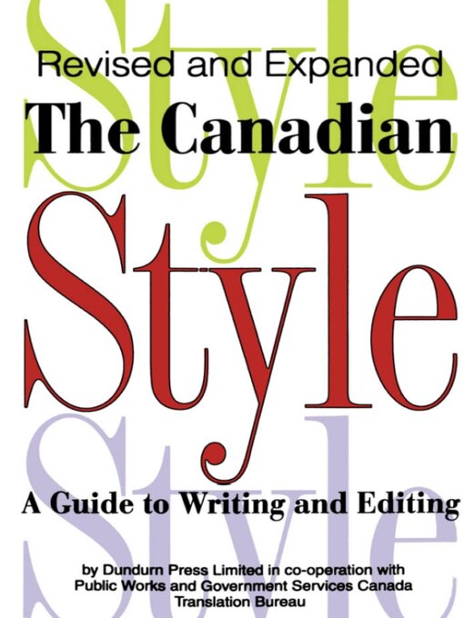 Title details for The Canadian Style by Public Works and Government Services Canada Translation Bureau - Available